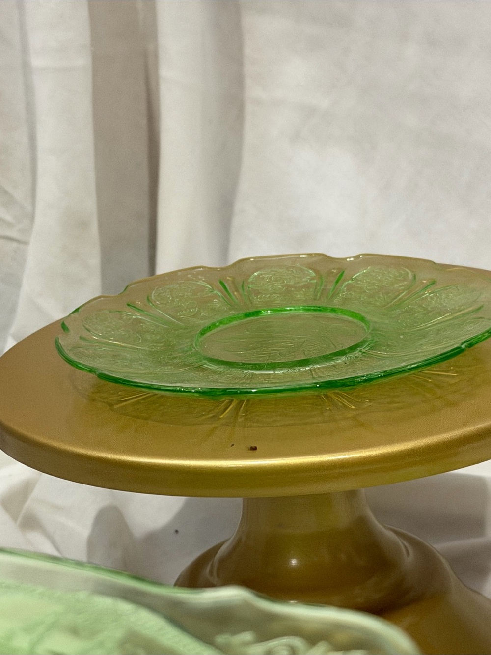 Green Depression Glass Dessert Plate